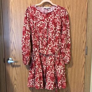 Red Floral Long Sleeve Dress